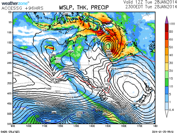 Developing tropical low far north Queensland Coast