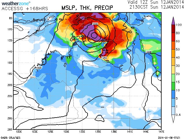 Tropical Cyclone development is possible for Northern Territory Sunday January 12 2014