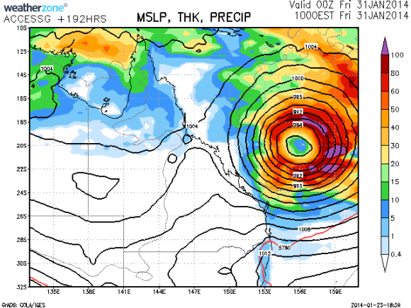 Forecast synoptic of Coral Sea tropical depression