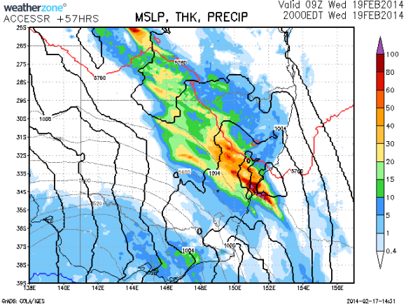 Heavy rain  and storms for Sydney and eastern NSW 19th February 2014