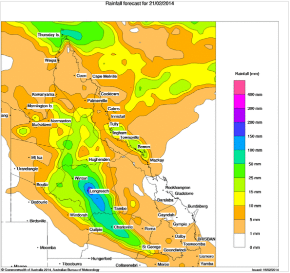 Rainfall Predictions Queensland_Weekly 17th February 2014