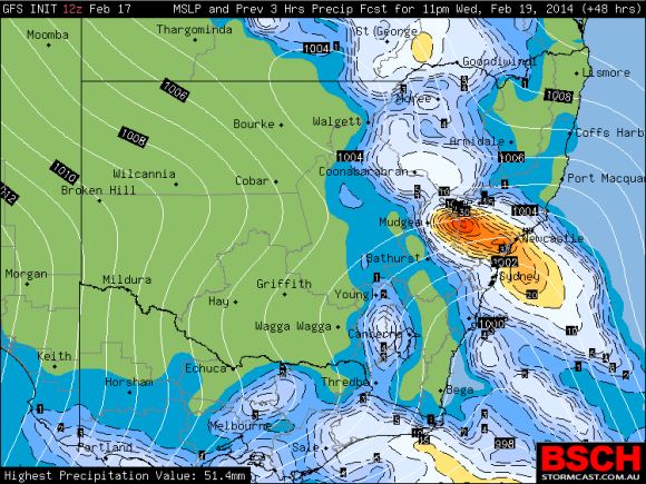 Hunter Valley Rainfall 19th February 2014