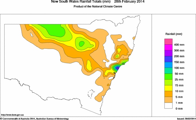 Cooranbong Heavy Rainfall NSW map 28th February 2014