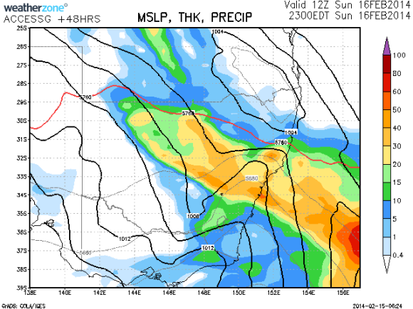 Rain Eastern NSW 16th February 2014