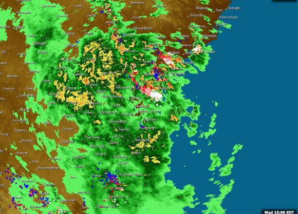 Rain Storms Radar Eastern NSW Gosford deluge 19th February 2014