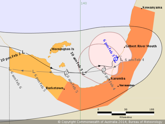 Tropical Cyclone Fletcher path map