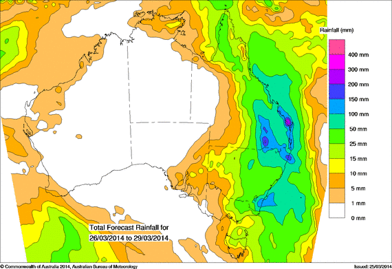Australia rain forecast late March 2014