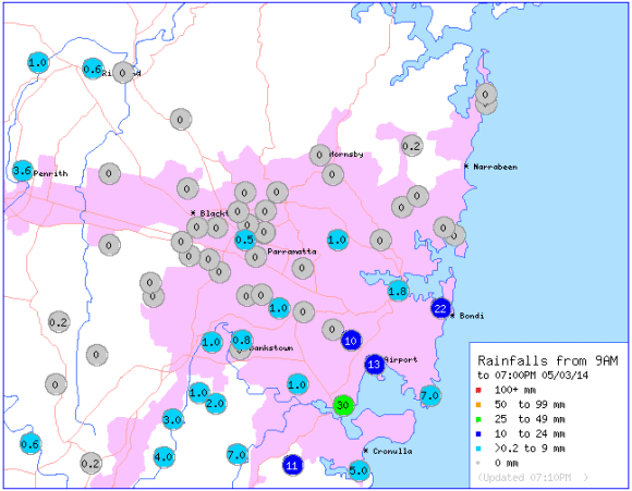 Rainfall Sydney 5th March_2014