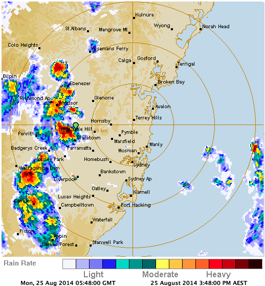 Hook Echo 25th August 2014 Box Hill supercell