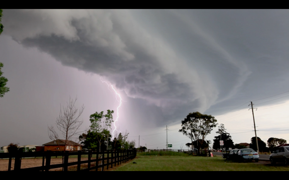 Shelf cloud  lightning 13th October 2014