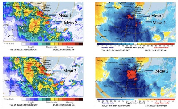 East coast low mess radar doppler 14th October 2014