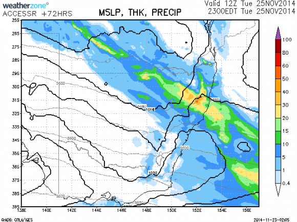 Rain Event NE NSW 25th November 2014 following anticipated falls in SE NSW 24th