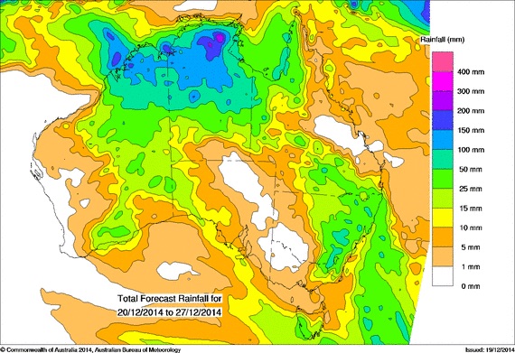 Rainfall Australia 20th to 28th December 2014