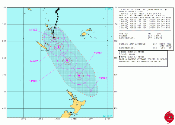 Tropical Cyclone Pam Path Map Weather Conditions