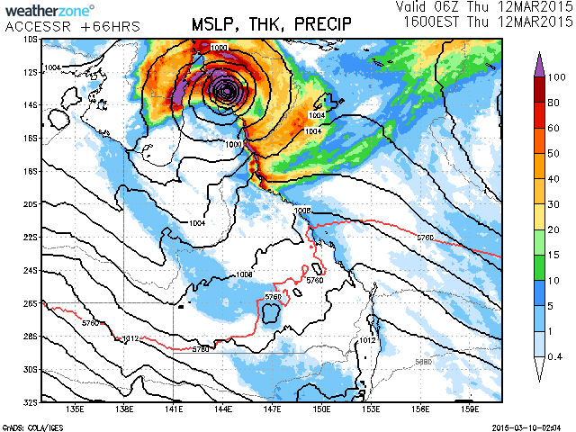 Tropical Cyclone Development off Cape York Queenland 12th March 2015