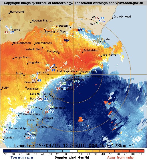 East Coast Low Doppler 20th April 2015