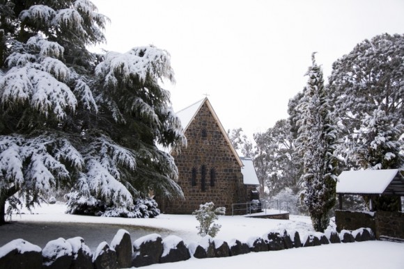 snow near church