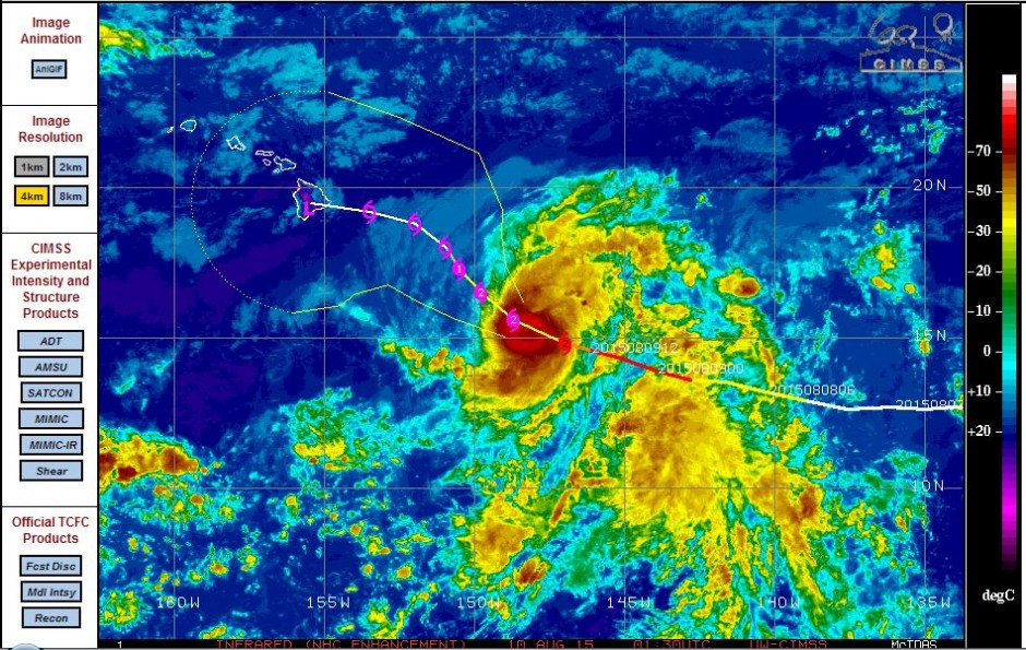 Hurricane Hilda reaches Category 4 then weakens August 9 2015