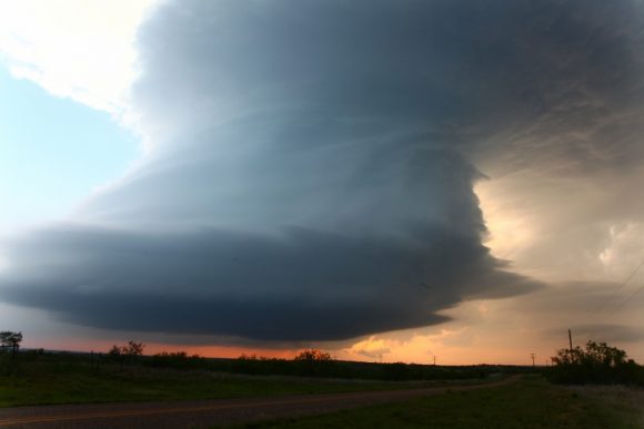 Sunset and sculptured supercell