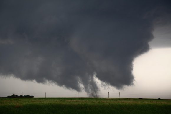 Wall cloud and Tornadoes as the Storm Intensified