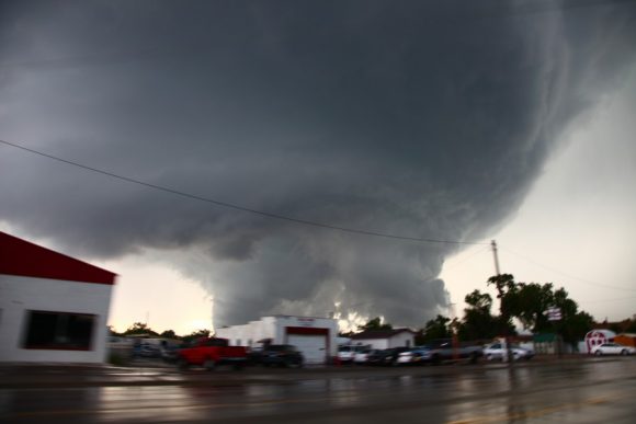 Incredible supercell structure and developing tornado