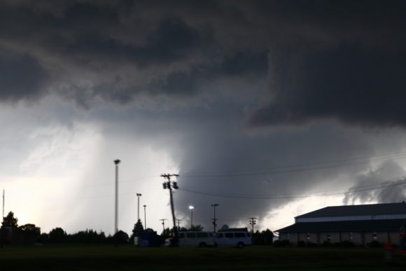 Strong tornado west of Dodge City as the storm moves north Strong tornado west of Dodge City