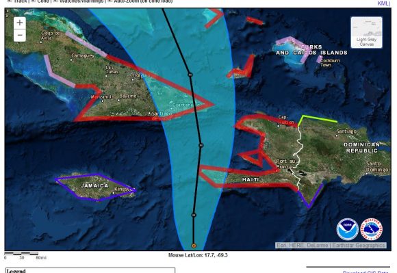 Path of Hurricane Matthew