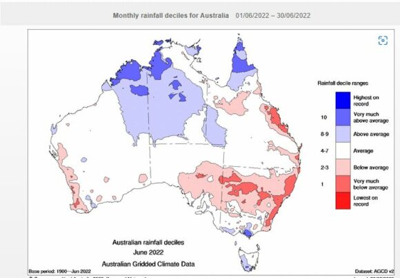 Australian rainfall for June 2022