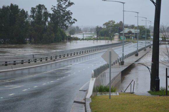 Flooded roads and bridges Windsor Bridge closed