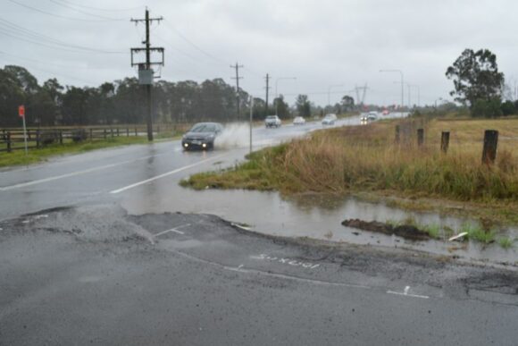 Water over the road at Scholfields