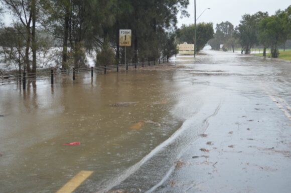 Rising flood waters Windsor Road Windsor Road flood waters