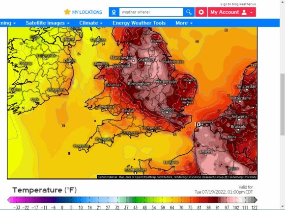 Second model Maximum temperatures for Monday