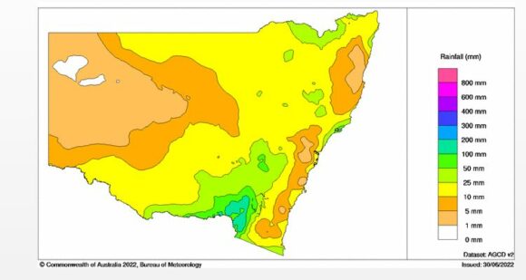 Rainfall for New South Wales for June 2022