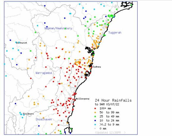 Central Coast Rainfall to 9 am 3 July 2022