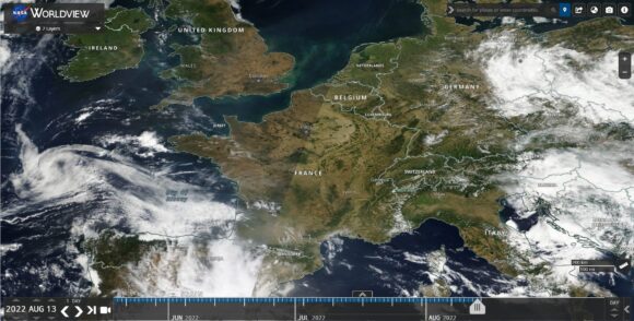 NASA Worldview Europe Saturday 13 August 2022