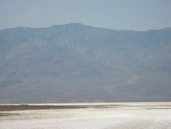 Badwater Bain looking west to Telescope Peak