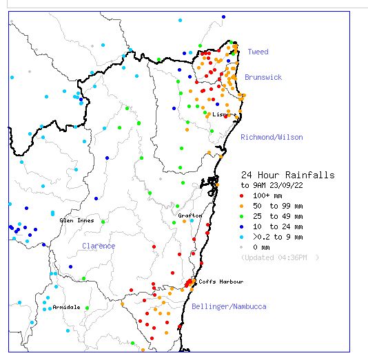 Heavy rain for NE NSW to 9 am Friday morning NE NSW rainfall for the 24 hours to 9 am Friday