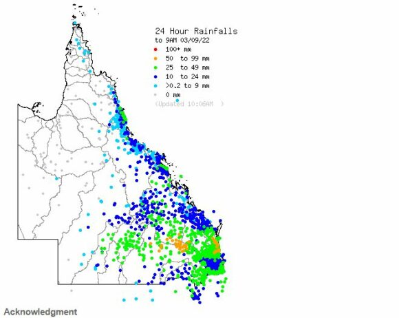 Queensland rain event 3 September 2022