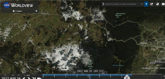 NASA Worldview Image Central Tablelands extent of snow