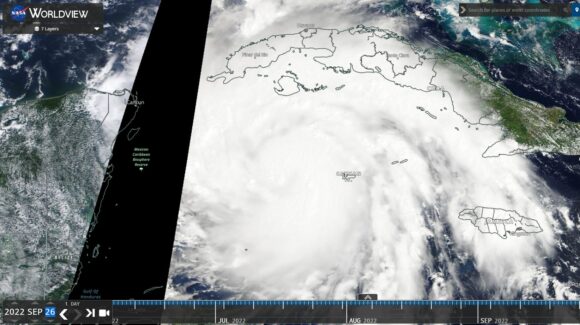 EOSDIS NASA satellite photo of Hurricane Ian