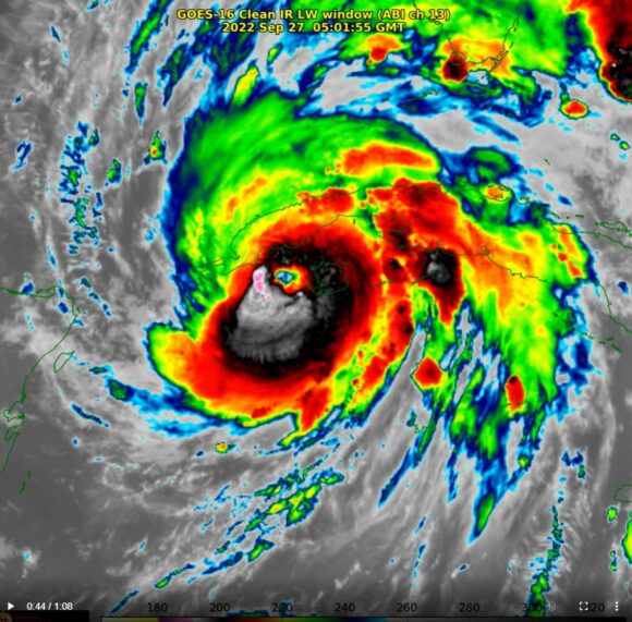 Detailed GEOS 16 image of Hurricane Ian