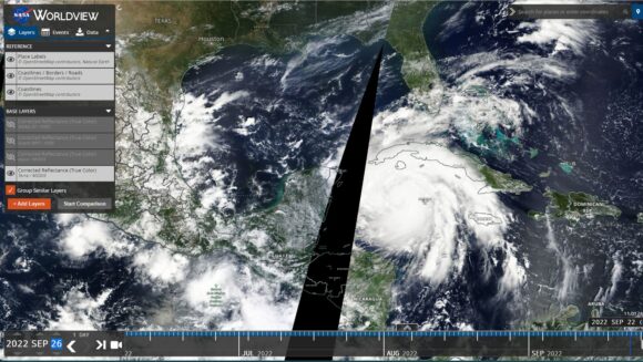 General view EOSDIS satellite image of Hurricane Ian