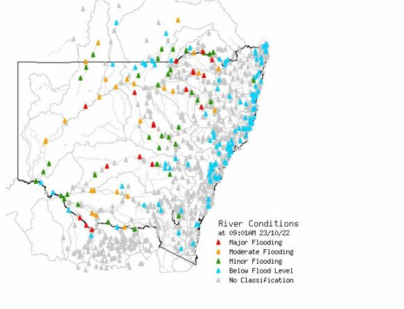 Rivers in Flood for NSW dated 23/10/2022