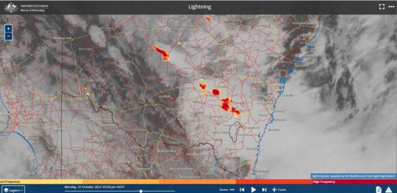 Storm system New South Wales Himawari satellite image of Storm system New South Wales