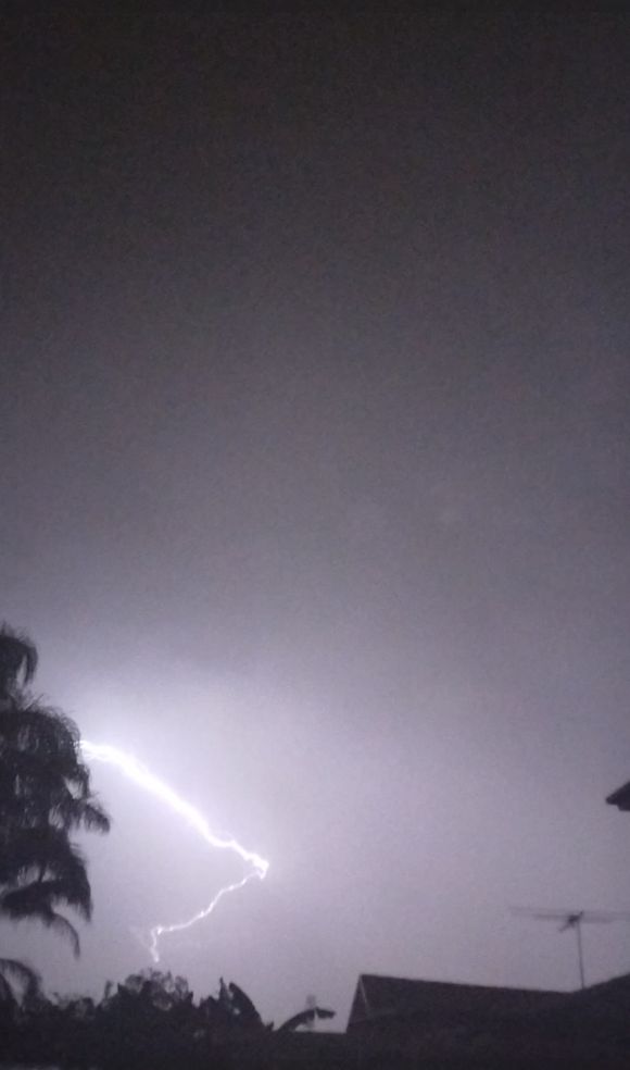 Major thunderstorm over Western Sydney with lightning Tuesday 24 January 2023.