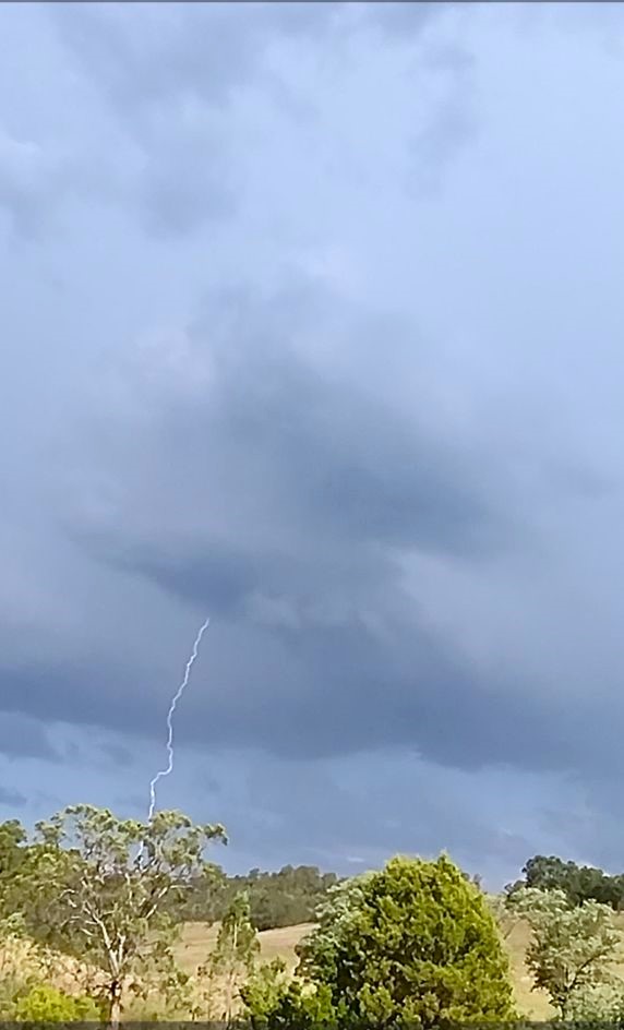 Image of a lightning strike looking east from Howes Valley