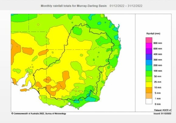 Monthly Rainfall SE Australia - December 2022