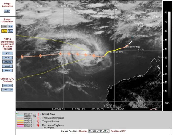 Tropical Cyclone Freddy Thursday 9 February 2023