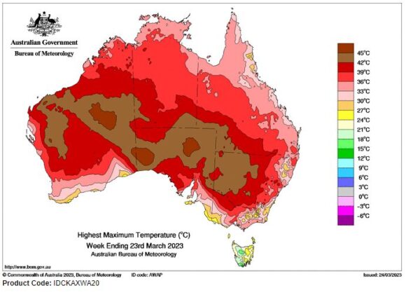 Inland NSW Heatwave March 16 to 20 2023
