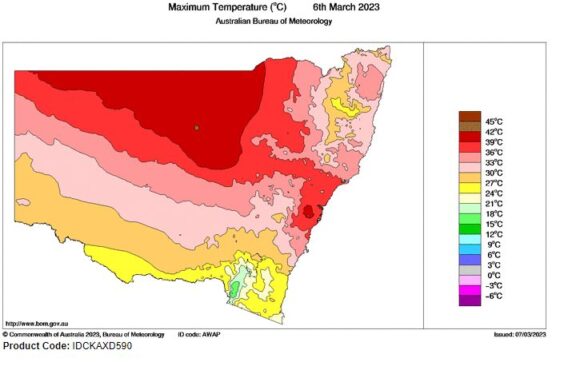 Sydney's 38C day on Monday 6 March 2023